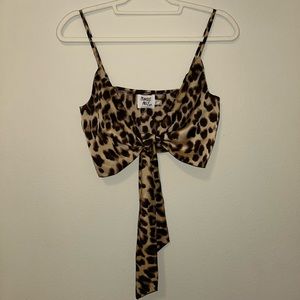 Princess Polly front tie cheetah crop top